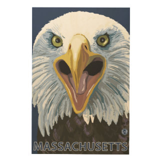 MassachusettsEagle Up Close Wood Wall Art