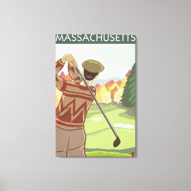 MassachusettsGolfing Scene Canvas Print (Front)