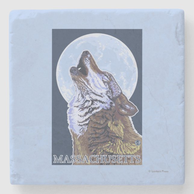 MassachusettsHowling Wolf Stone Coaster (Front)