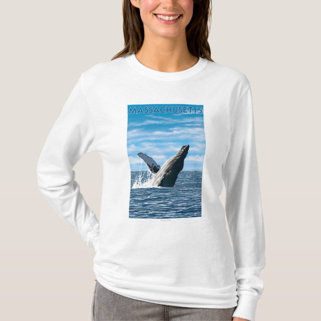 MassachusettsHumpback Whale Scene T-Shirt (Front)