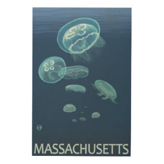 MassachusettsJellyfish Scene Wood Wall Art