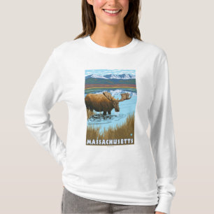 MassachusettsMoose Drinking in Lake T-Shirt