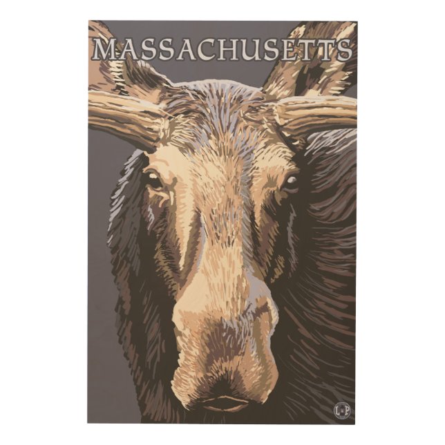 MassachusettsMoose Up Close Wood Wall Decor (Front)