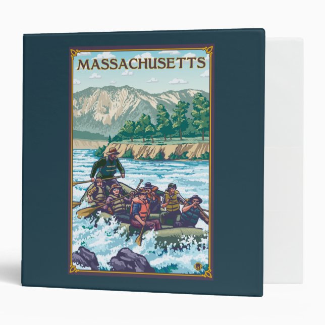 MassachusettsRiver Rafting Scene 3 Ring Binder (Front/Inside)