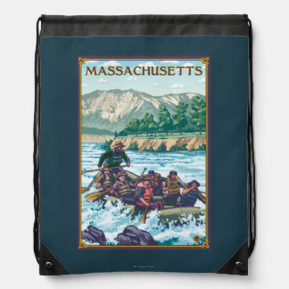 MassachusettsRiver Rafting Scene Drawstring Bag