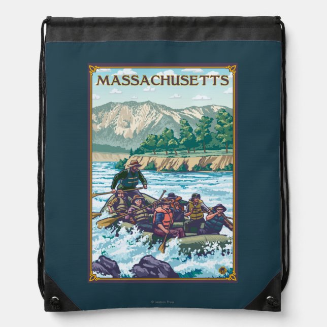 MassachusettsRiver Rafting Scene Drawstring Bag (Front)