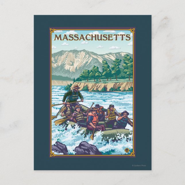 MassachusettsRiver Rafting Scene Postcard (Front)