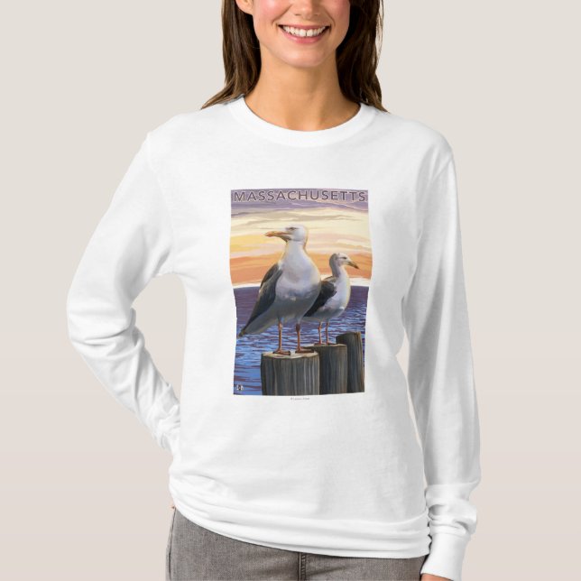 MassachusettsSea Gulls Scene T-Shirt (Front)