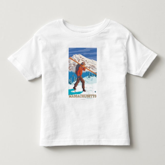 MassachusettsSkier Carrying Skis Toddler T-shirt (Front)