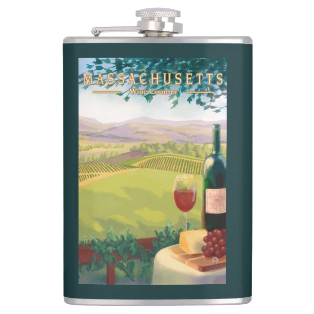 MassachusettsWine Country Scene Flask (Front)