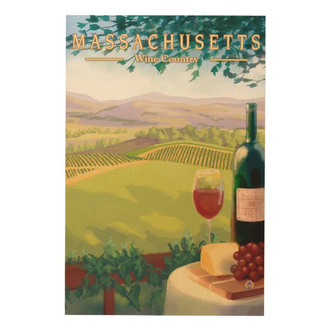 MassachusettsWine Country Scene Wood Wall Art (Front)