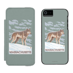 MassachusettsWolf Scene Wallet Case For iPhone SE/5/5s