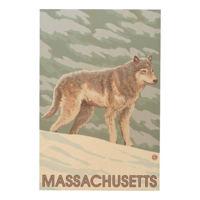 MassachusettsWolf Scene Wood Wall Decor (Front)