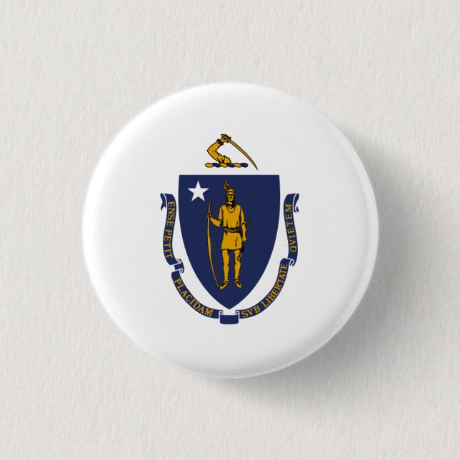 Massachusite Flag, Flag of Massachusetts Button (Front)