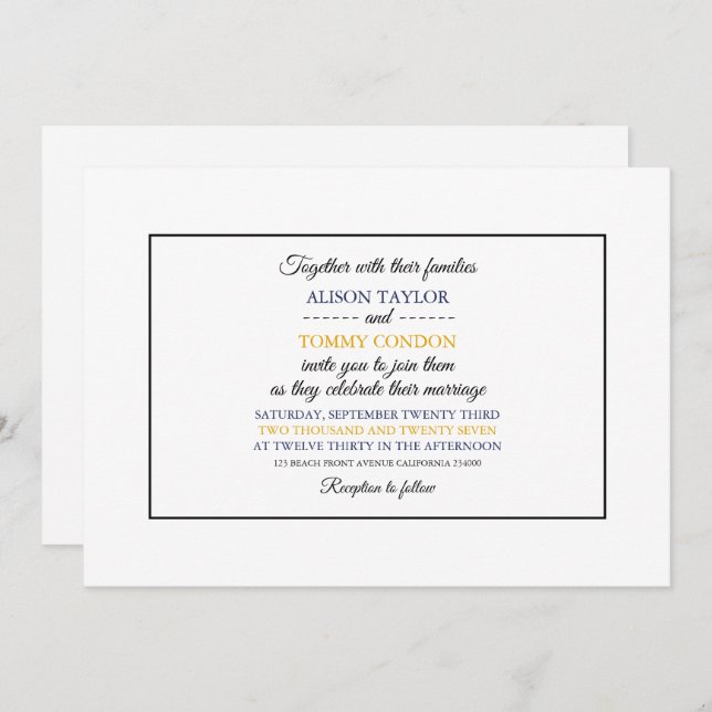 Massachusite Flag, Flag of Massachusetts Wedding Invitation (Front/Back)