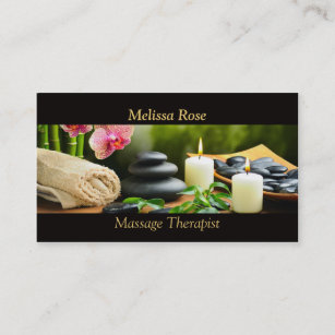 Massage Bamboo Orchid Stones Candle Business Card