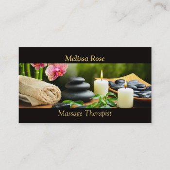 Massage Bamboo Orchid Stones Candle Business Card by BusinessDesignsShop at Zazzle