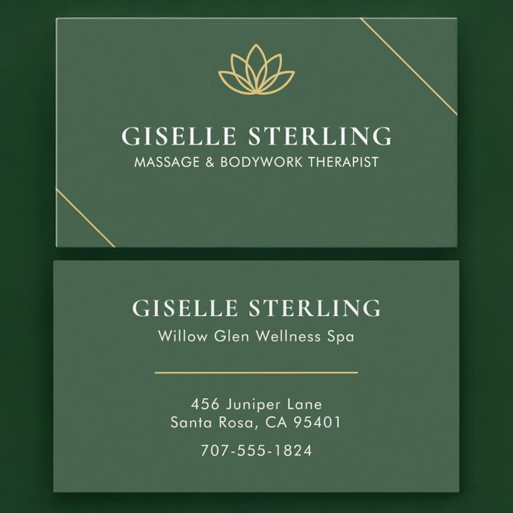 Massage Bodywork Therapist Green Gold Business Card