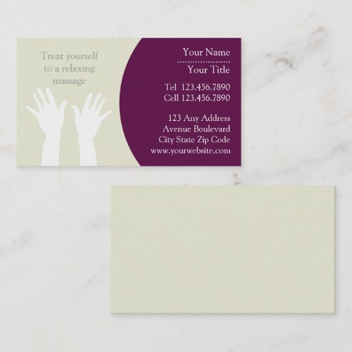 Customizable Massage Business Card