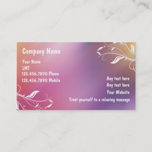 Customizable Massage Business Cards