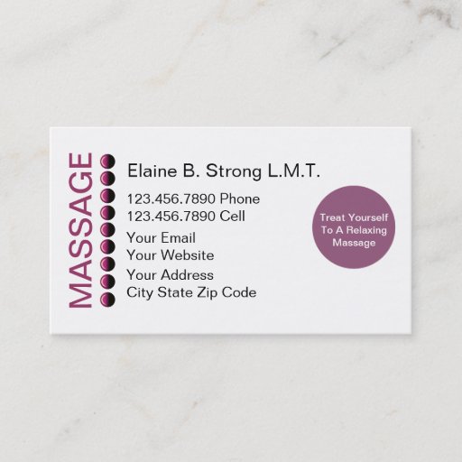 Customizable Massage Business Cards