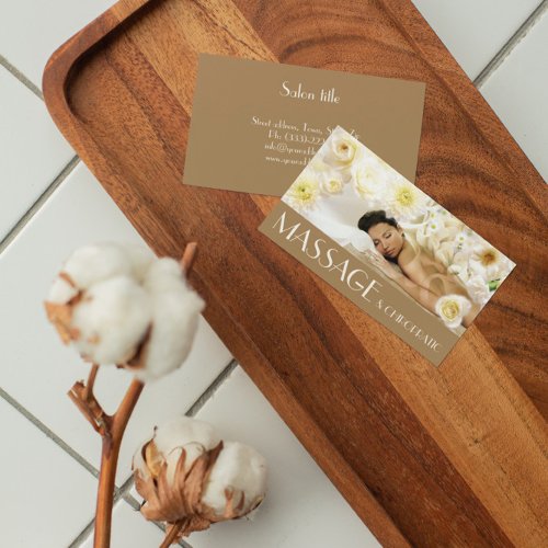 Tropical Creamy Flower Spa Resort Business Card