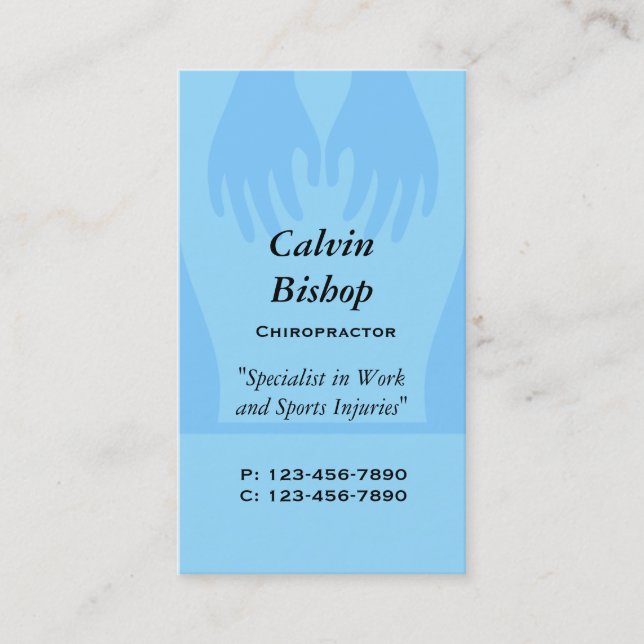 Massage/ Chiropractor  Business Card/ Blue Business Card (Front)