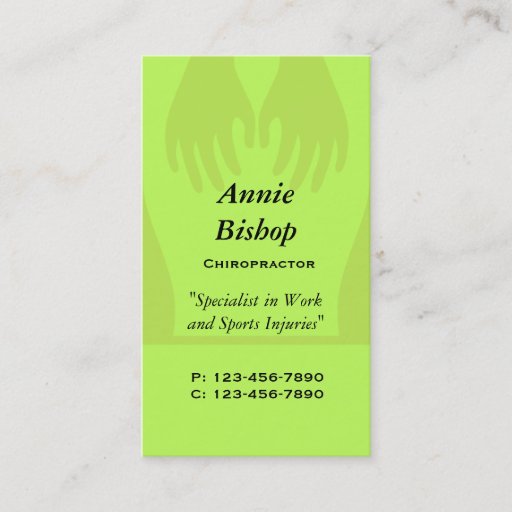 Customizable Massage/ Chiropractor Business Card/ Green
