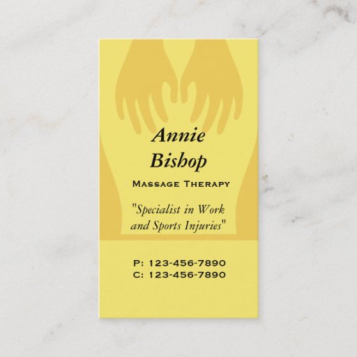 Customizable Massage/ Chiropractor  Business Card/ Yellow