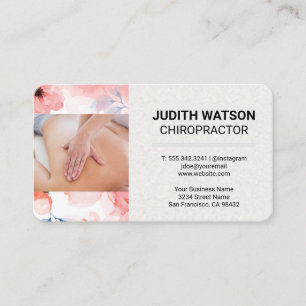 Massage Chiropractor   Flower Background Business Card