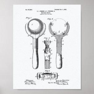 Massage Device 1902 Patent Art White Paper Poster