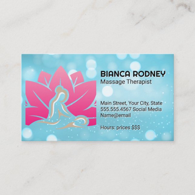 Massage Floral Logo Business Card (Front)