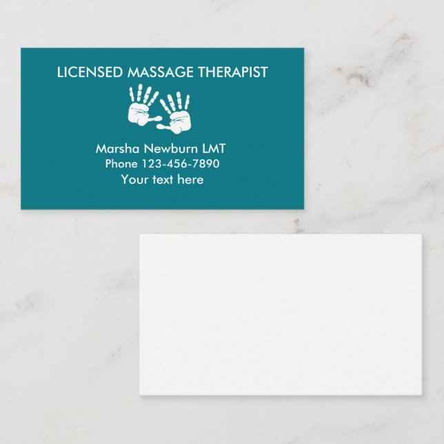 Massage Hands Design Business Card (Front/Back)