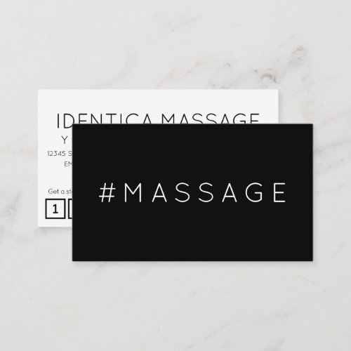 MASSAGE hashtag loyalty punch card