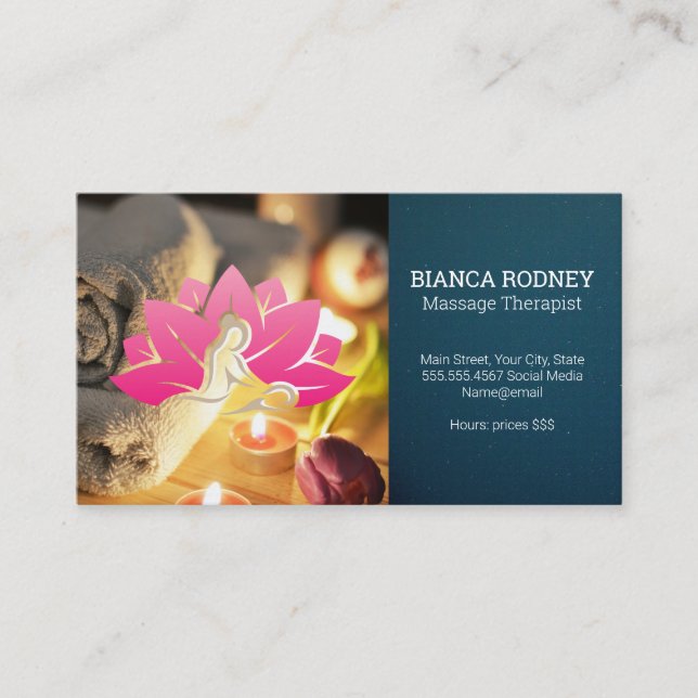 Massage | Health Wellness | Flower Spa Logo Business Card (Front)