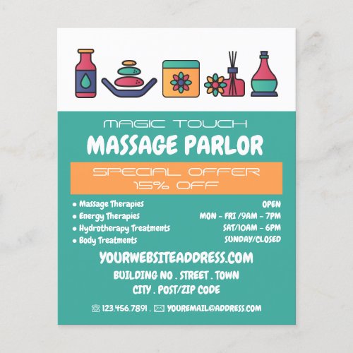 Massage Icons Massage Therapy Massage Parlor Flyer