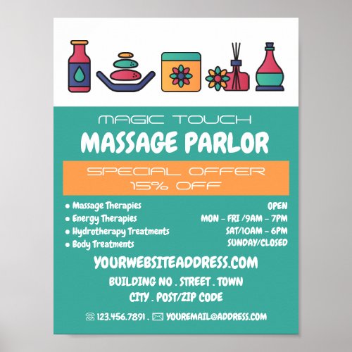 Massage Icons Massage Therapy Massage Parlor Poster