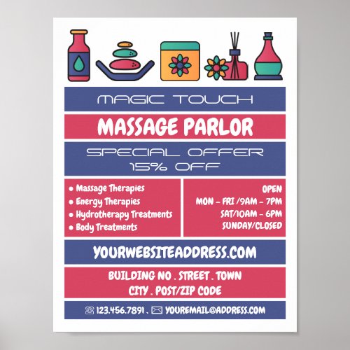 Massage Icons Massage Therapy Massage Parlor Poster