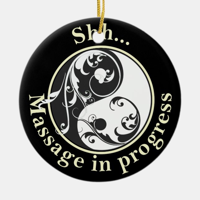 Massage In Progress Yin Yang Door Hanger Ceramic Ornament (Front)