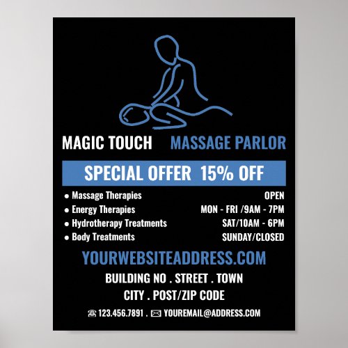 Massage Logo Massage Therapy Massage Parlour Poster