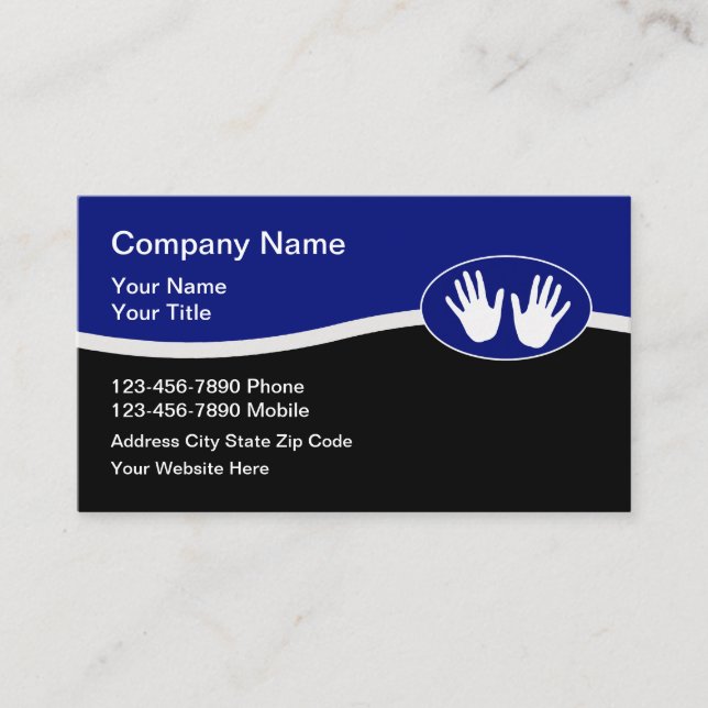 Massage Modern Hands On Business Cards (Front)