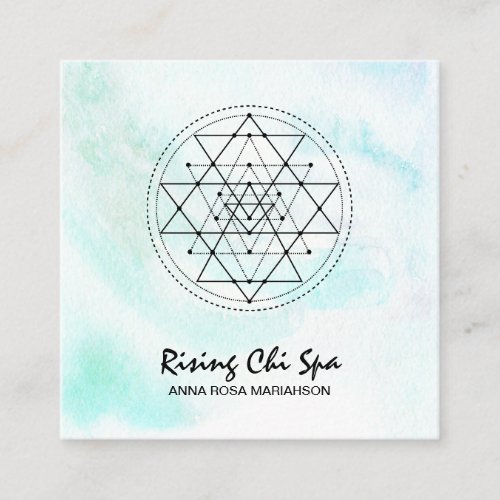  Massage Pastel Yoga Sacred Geometry Reiki Square Business Card
