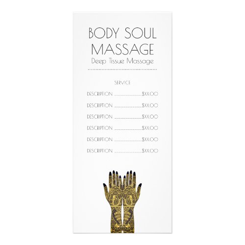 Massage Practice Henna Mehndi Price List Rack Card