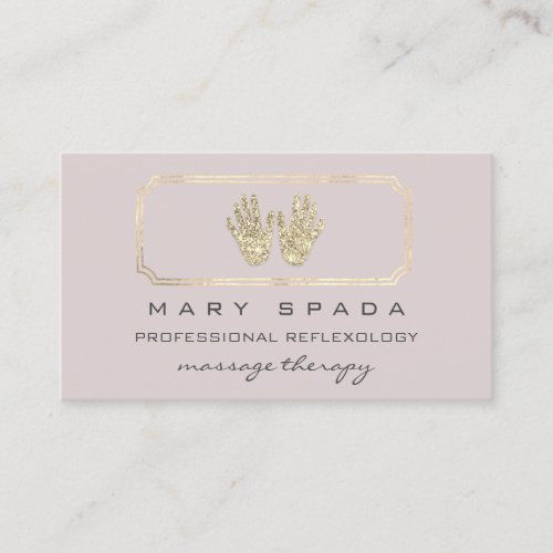 Massage Reflexology Glitter Hands Blush Gold QR  Business Card