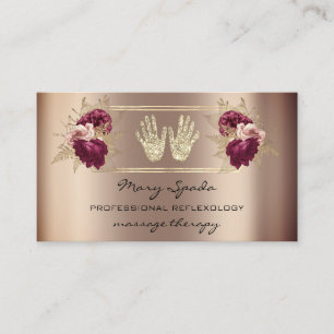 Massage Reflexology Reiki Hands Rose Gold QR Logo Business Card