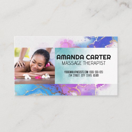 Massage Session  Watercolor Business Card