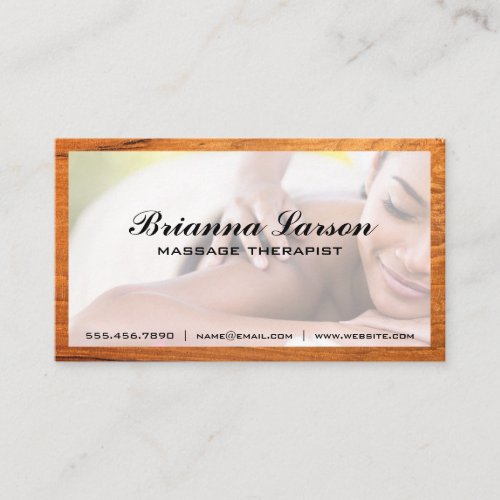 Massage Session  Wood Trim Business Card
