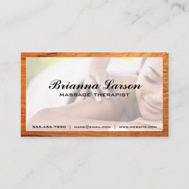 Massage Session | Wood Trim Business Card (Front)