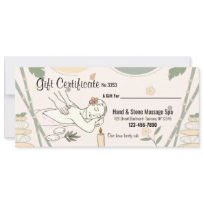 Massage Spa Gift Certificate  Invitation
