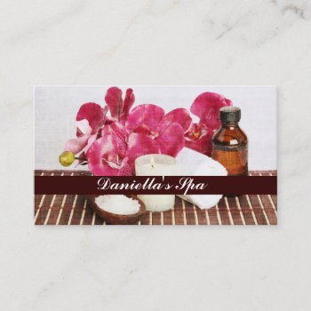 Massage Spa Salts  Oil  Towel And Candle Business Card by businessdesign at Zazzle